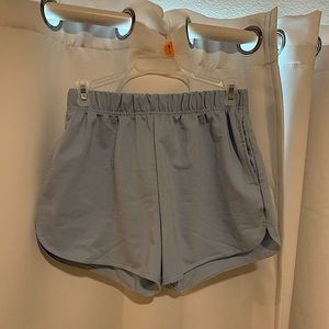 light blue highwasted shorts